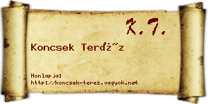 Koncsek Teréz névjegykártya